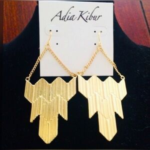 ADIA KIBUR GOLD STATEMENT CHEVRON EARRINGS FOR PIECED EARS . STUNNING STATEMENT